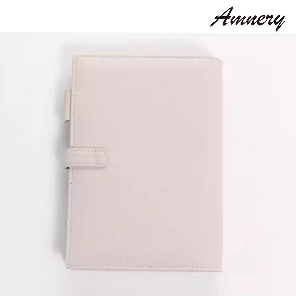 【Amnery安尼瑞】美國進口超纖皮(A6)活頁記事本筆記本 簡約純色美式插扣手帳本(白色、桔色 二色選購)-細節圖2