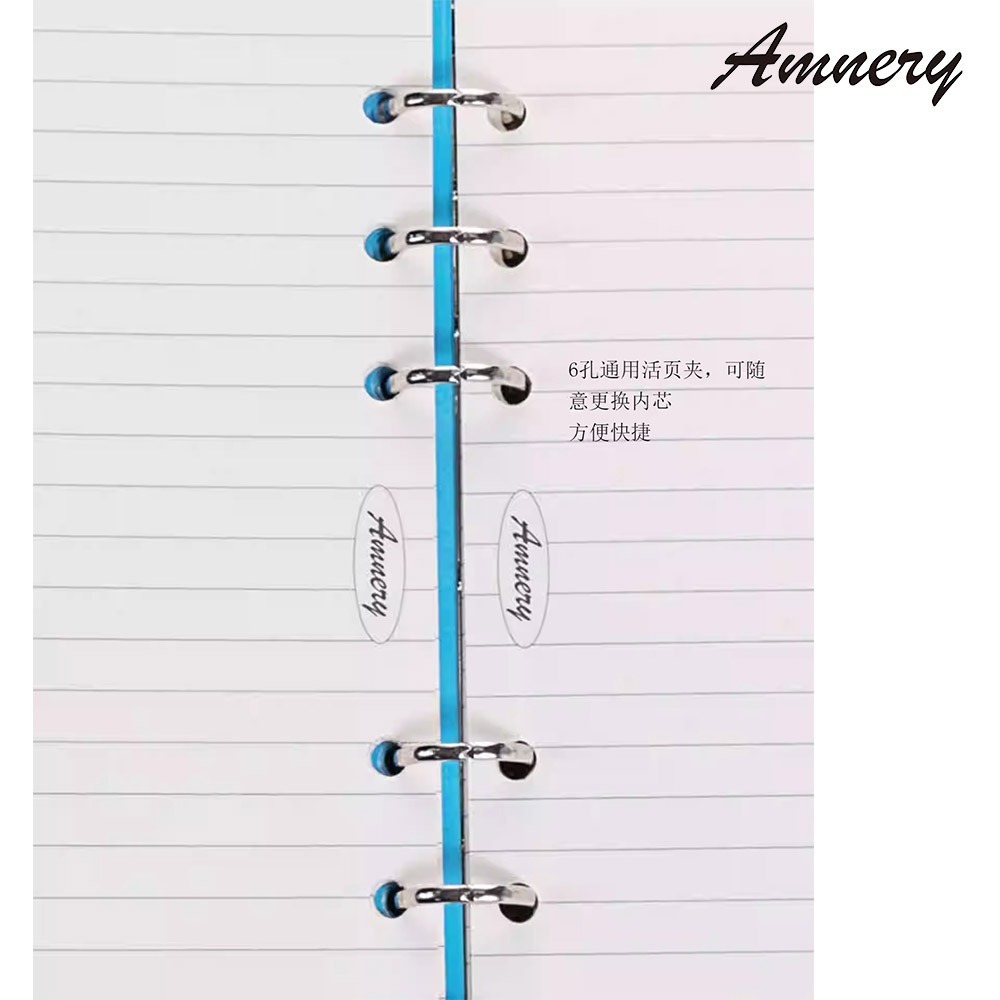 【Amnery安尼瑞】美國進口超纖皮(A6)活頁記事本筆記本 簡約純色美式插扣手帳本(白色、桔色 二色選購)-細節圖7