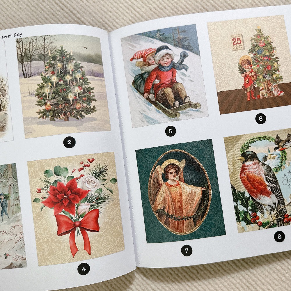 現貨📙英文原版 Brain games圖案拼貼藝術貼紙 Vintage christmas 復古聖誕圖案拼貼 舒壓-細節圖4