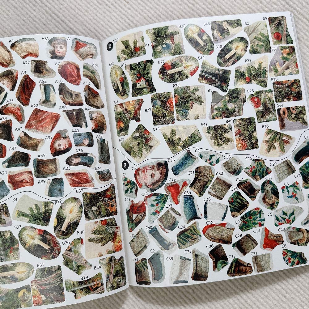 現貨📙英文原版 Brain games圖案拼貼藝術貼紙 Vintage christmas 復古聖誕圖案拼貼 舒壓-細節圖6