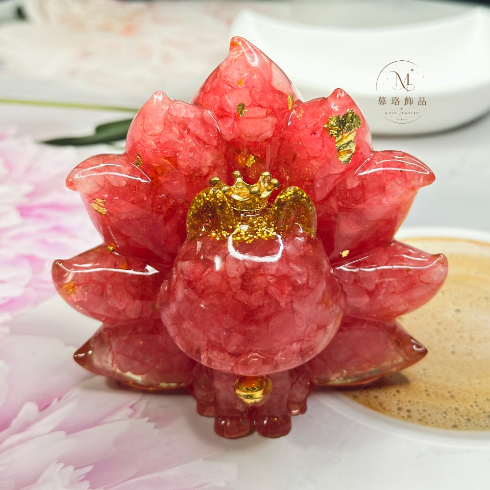 九尾狐蓮花擺件