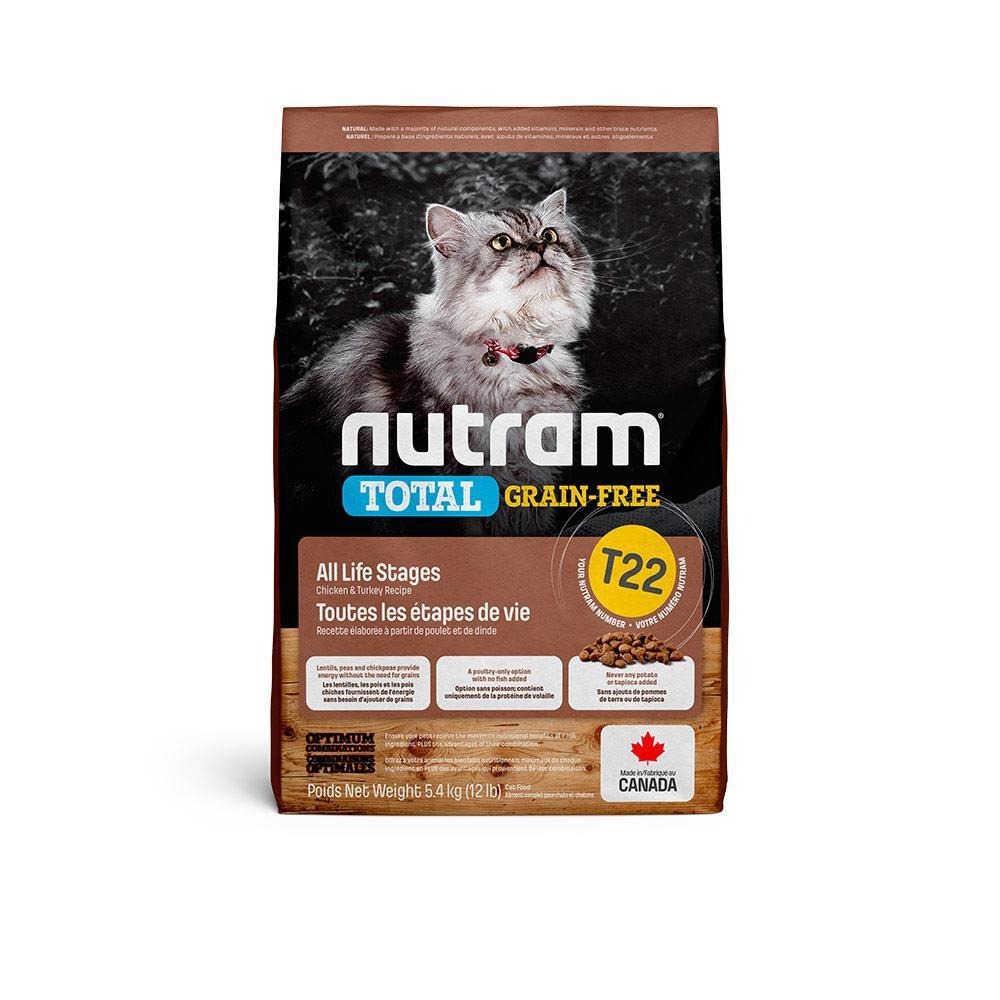 Nutram 紐頓 無穀全能貓飼料 T22 火雞+雞肉 挑嘴全齡貓 5.4kg 挑嘴 WDJ推薦 全齡 無穀全能 貓糧-細節圖2