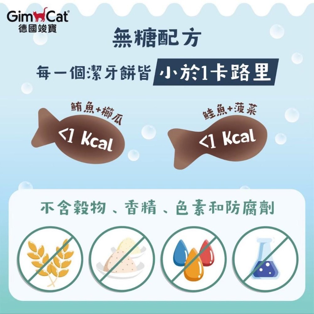 GIMCAT 德國竣寶 貓咪潔牙餅系列 50g 貓零食 鮭魚菠菜 鮪魚櫛瓜 貓獎勵 無穀-細節圖3