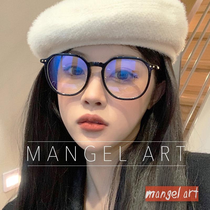 mangel art現貨新款膠框造型眼鏡框大框復古著素顏網美ig瘦臉潮流行氣質甜美百搭穿搭OOTD流行鏡框韓版韓國風-細節圖2