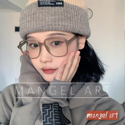 mangel art 贈送眼鏡盒 造型膠框眼鏡框大地色系大框茶色instagram網美款百搭配件韓版日系韓國日本潮流圓框