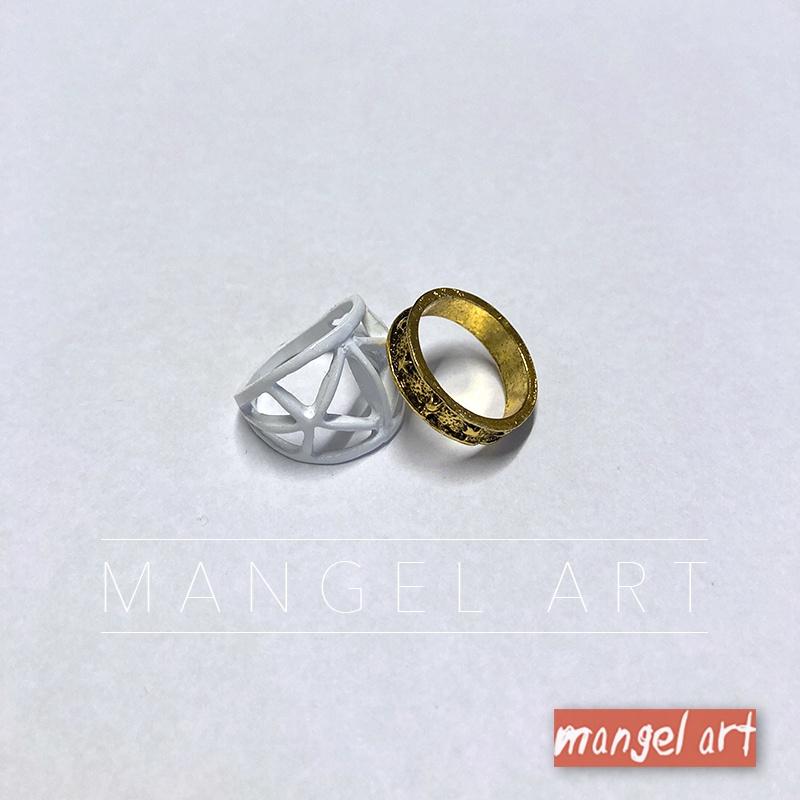 [mangel art] 黑白仿古鏤空復古著流行戒指兩枚組 韓版日系優雅氣質百搭-細節圖3