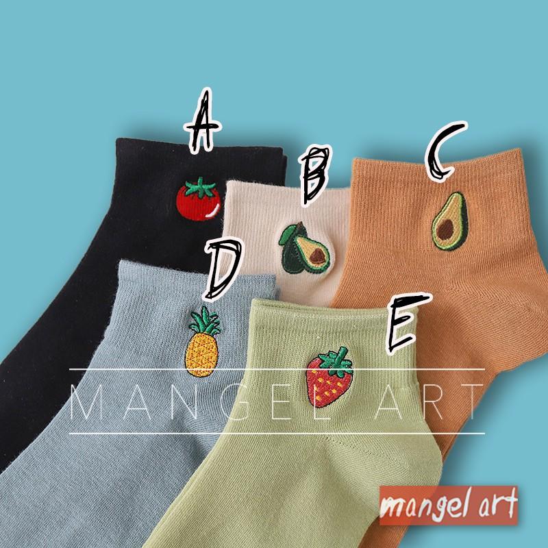 [mangel art] 水果刺繡短襪 韓版日系風格可愛氣質少女襪子多色大地色系棉襪懷襪運動襪韓國襪日本襪韓襪-細節圖2