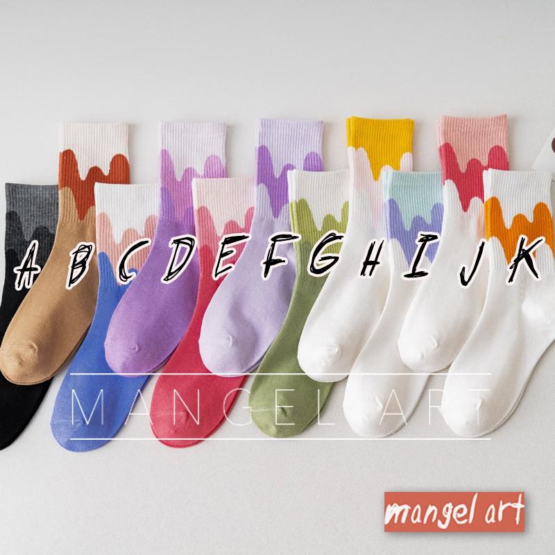 [mangel art] 韓版日系漸層波浪中筒襪少女襪長襪運動襪純棉襪透氣潮流波浪紋冰棒雪糕ig網美網紅潮流行襪-細節圖4