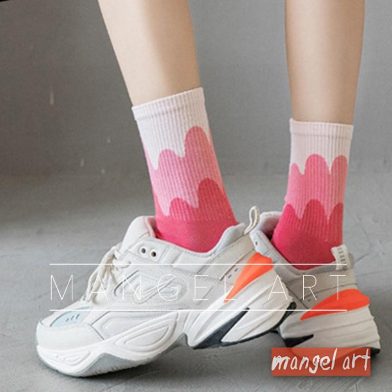 [mangel art] 韓版日系漸層波浪中筒襪少女襪長襪運動襪純棉襪透氣潮流波浪紋冰棒雪糕ig網美網紅潮流行襪-細節圖6