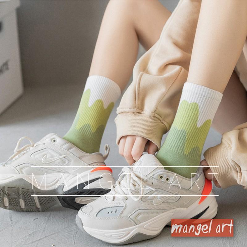 [mangel art] 韓版日系漸層波浪中筒襪少女襪長襪運動襪純棉襪透氣潮流波浪紋冰棒雪糕ig網美網紅潮流行襪-細節圖7