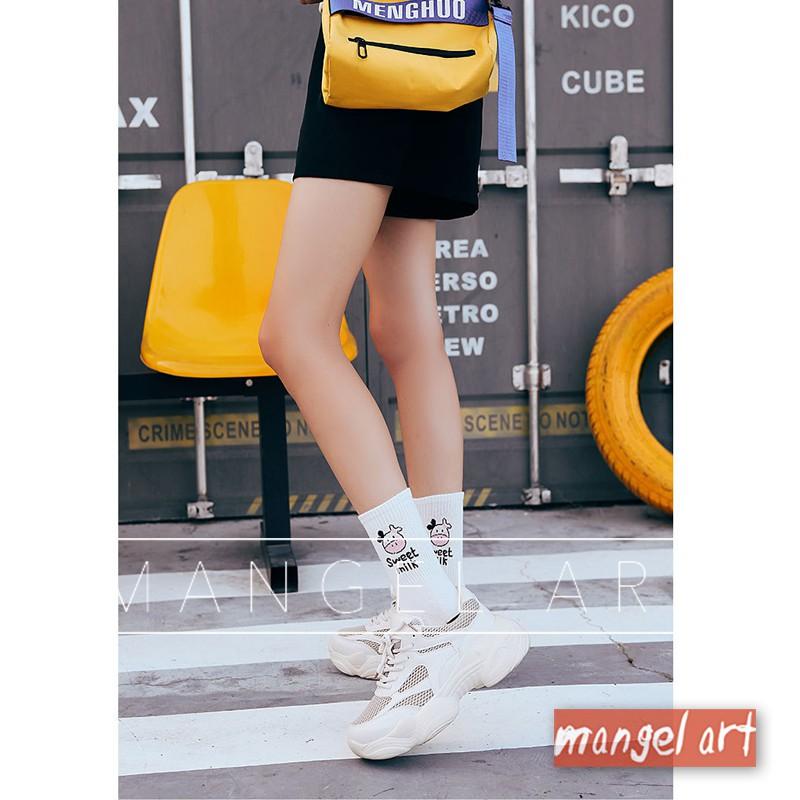 [mangel art] 一週穿搭計畫！可愛乳牛系列韓版純棉長襪中筒襪運動襪韓國日本首爾東京時尚IG必備款-細節圖3