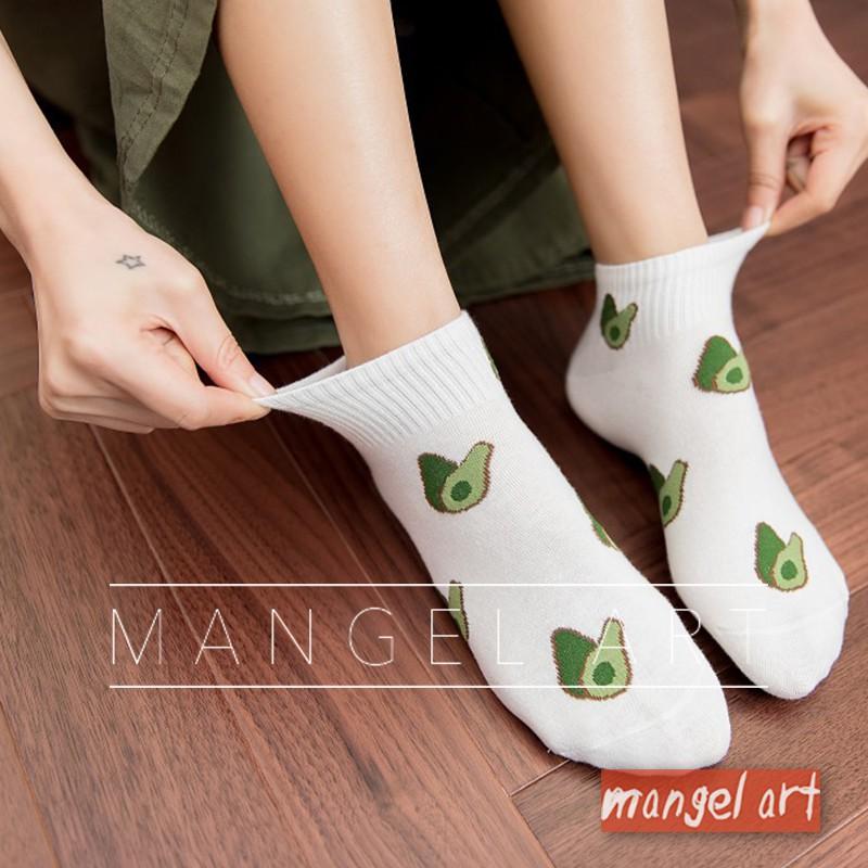 [mangel art] 可愛酪梨ig韓版網紅網美必備彈性短襪踝襪運動襪水果avocado純棉襪棉質襪少女襪透氣-細節圖5