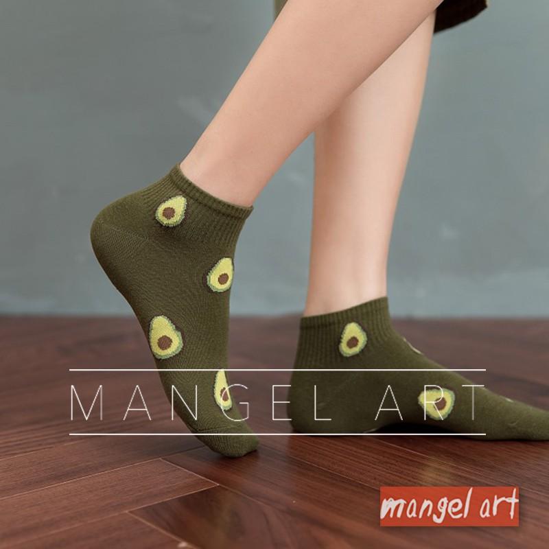 [mangel art] 可愛酪梨ig韓版網紅網美必備彈性短襪踝襪運動襪水果avocado純棉襪棉質襪少女襪透氣-細節圖6