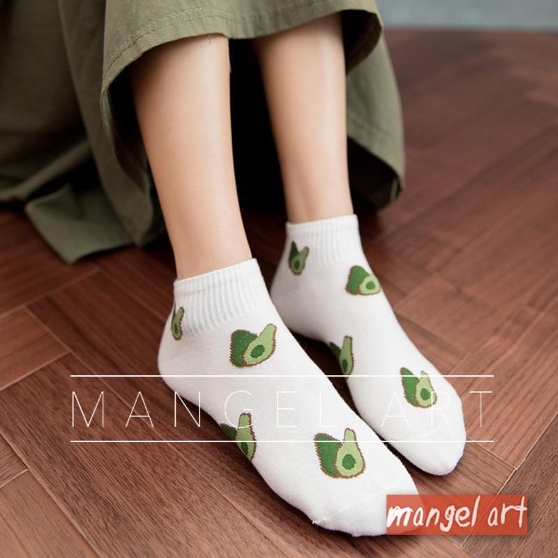 [mangel art] 可愛酪梨ig韓版網紅網美必備彈性短襪踝襪運動襪水果avocado純棉襪棉質襪少女襪透氣-細節圖7