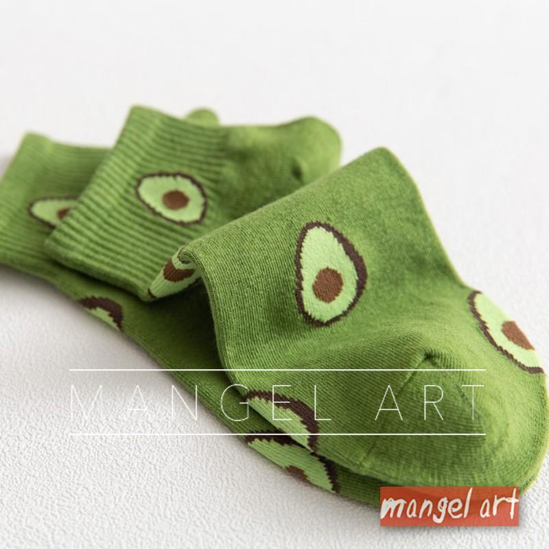 [mangel art] 可愛酪梨ig韓版網紅網美必備彈性短襪踝襪運動襪水果avocado純棉襪棉質襪少女襪透氣-細節圖8