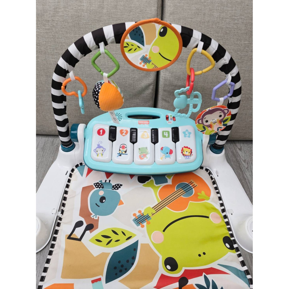 🎀MT玩具出租🎀 美國 Fisher-Price 費雪可愛動物健力架-藍色 新版 踢踢琴 三合一健力架 台中玩具出租-細節圖2