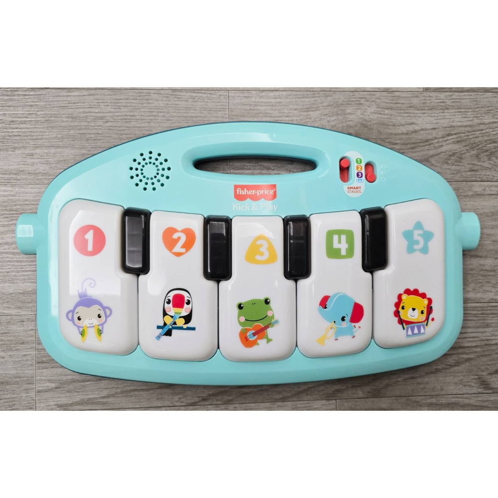 🎀MT玩具出租🎀 美國 Fisher-Price 費雪可愛動物健力架-藍色 新版 踢踢琴 三合一健力架 台中玩具出租-細節圖7