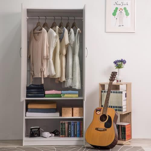 二門二格衣櫥 雙色 diy衣櫃 書櫥 書櫃 學生 鞋櫃 置物櫃 衣物櫃 組合櫃 收納櫃 衣架 置物架-細節圖2