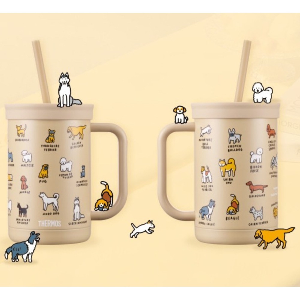 現貨 韓國限定 Thermos 膳魔師 ZERO PER ZERO 狗狗吸管隨行杯 保溫杯-細節圖2