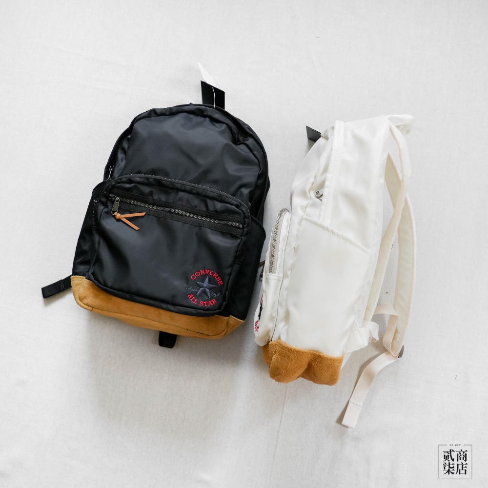 貳柒商店) Converse BackPack 後背包 書包 復古 白色 黑色 防潑水 麂皮底 10025477-A02-細節圖3