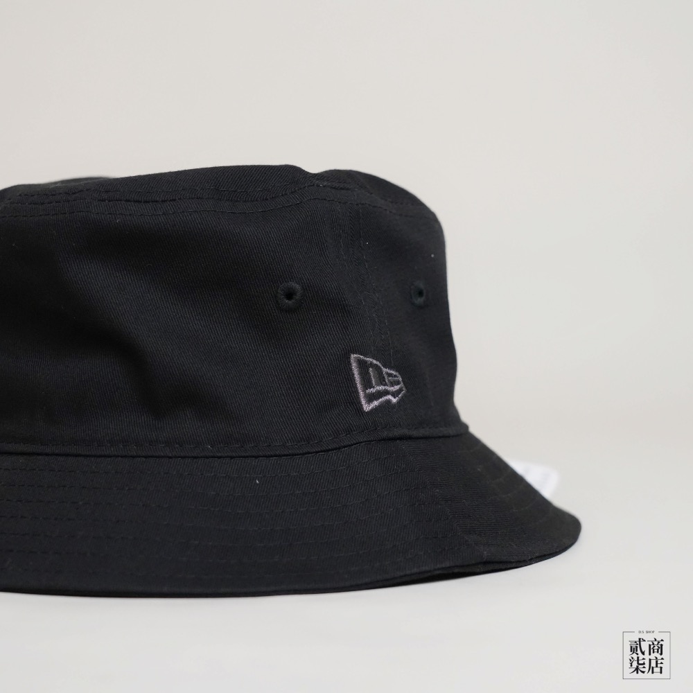 貳柒商店) New Era Bucket Hat 黑色 全黑 基本款 素面 經典 漁夫帽 遮陽帽 NE13090090-細節圖2