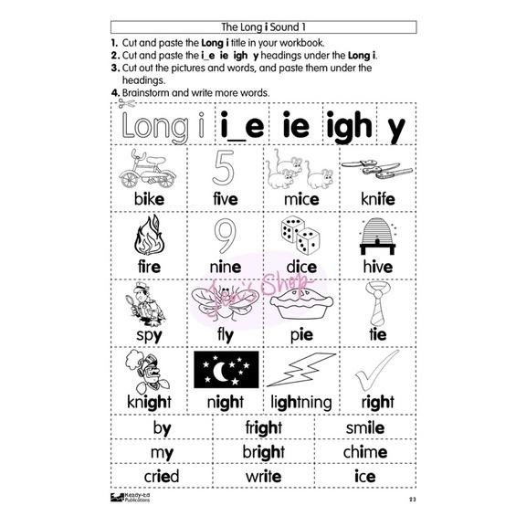 Long Vowels 剪貼趣 | 學習單 | 幼兒英文 英語啟蒙 英語教材 自然發音 精細動作練習 自學-細節圖5