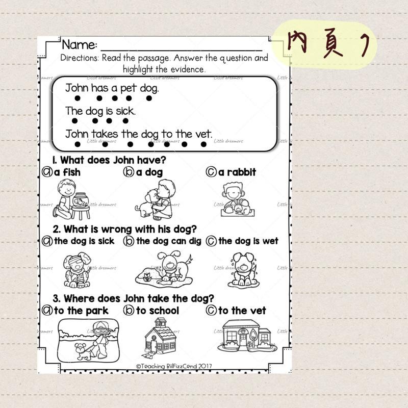 綜合 初級閱讀理解 Reading Comprehension｜英文學習單｜兒童英文啟蒙 英文教材 教學素材-細節圖8