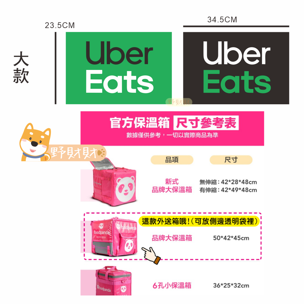 野財財⭐ 各種款 UberEats 選用高彩度相片紙+防水+防曬+上膜+不沾黏油墨在外送箱包 不起霧 外送箱 外送包-細節圖9