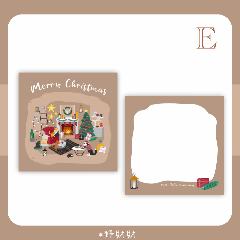 野財財⭐ 聖誕節卡片(附信封) 雙面都有圖案 (4張/入)｜耶誕卡片  聖誕賀卡 耶誕卡片 交換禮物卡片-細節圖5
