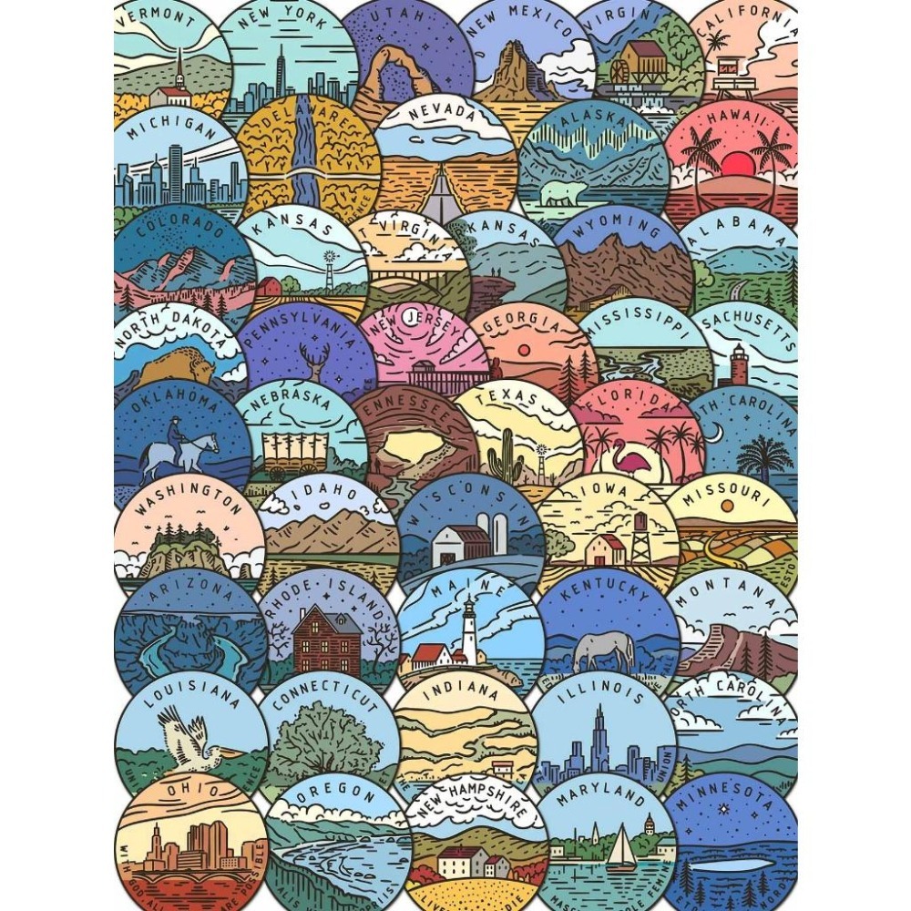 野財財⭐ 美式畫風 世界景點貼紙（8張/入）圓型圖貼紙 世界貼紙 歐洲貼紙 北美洲貼紙-細節圖8