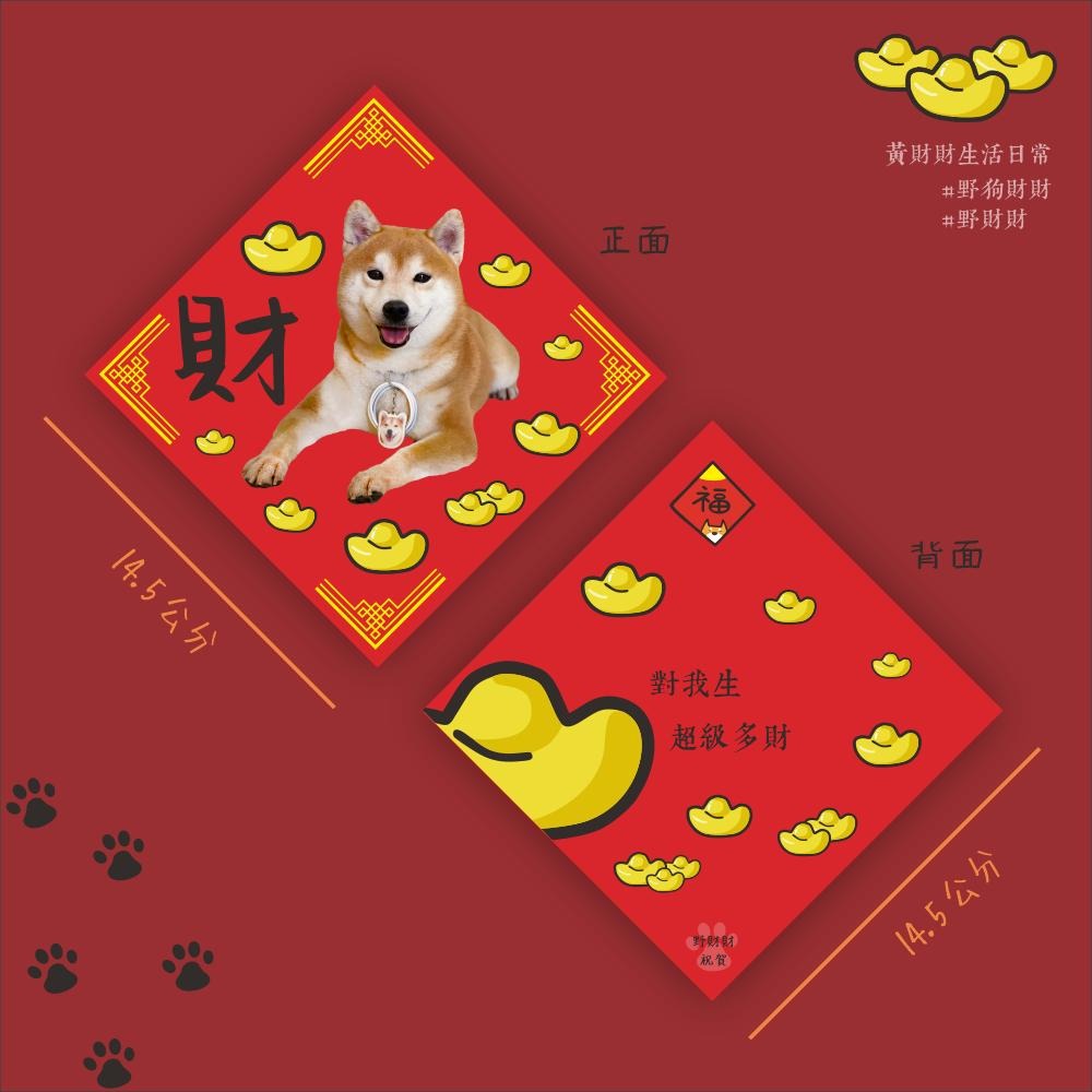 柴犬春聯｜財春聯 對我生超級多財寶 裝飾佈置  寵物春聯 可愛柴犬 斗方 方形春聯 新年快樂 恭喜發財 真犬柴 野狗財財-細節圖2