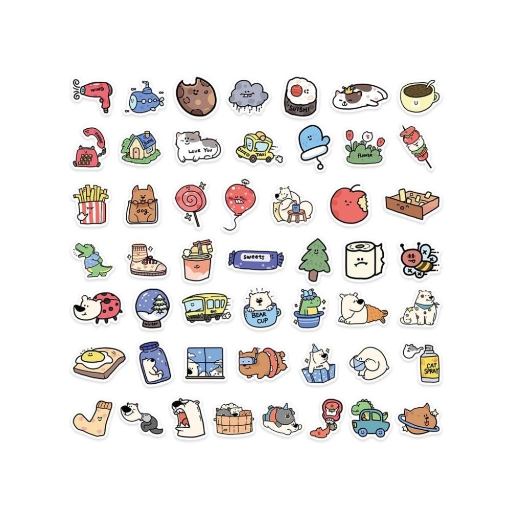 野財財⭐  超萌擬人可愛風格貼紙（10張/入）超萌可愛貼紙 (烘焙 文具 小狗 家具 熊熊 廚具貼紙)-細節圖6