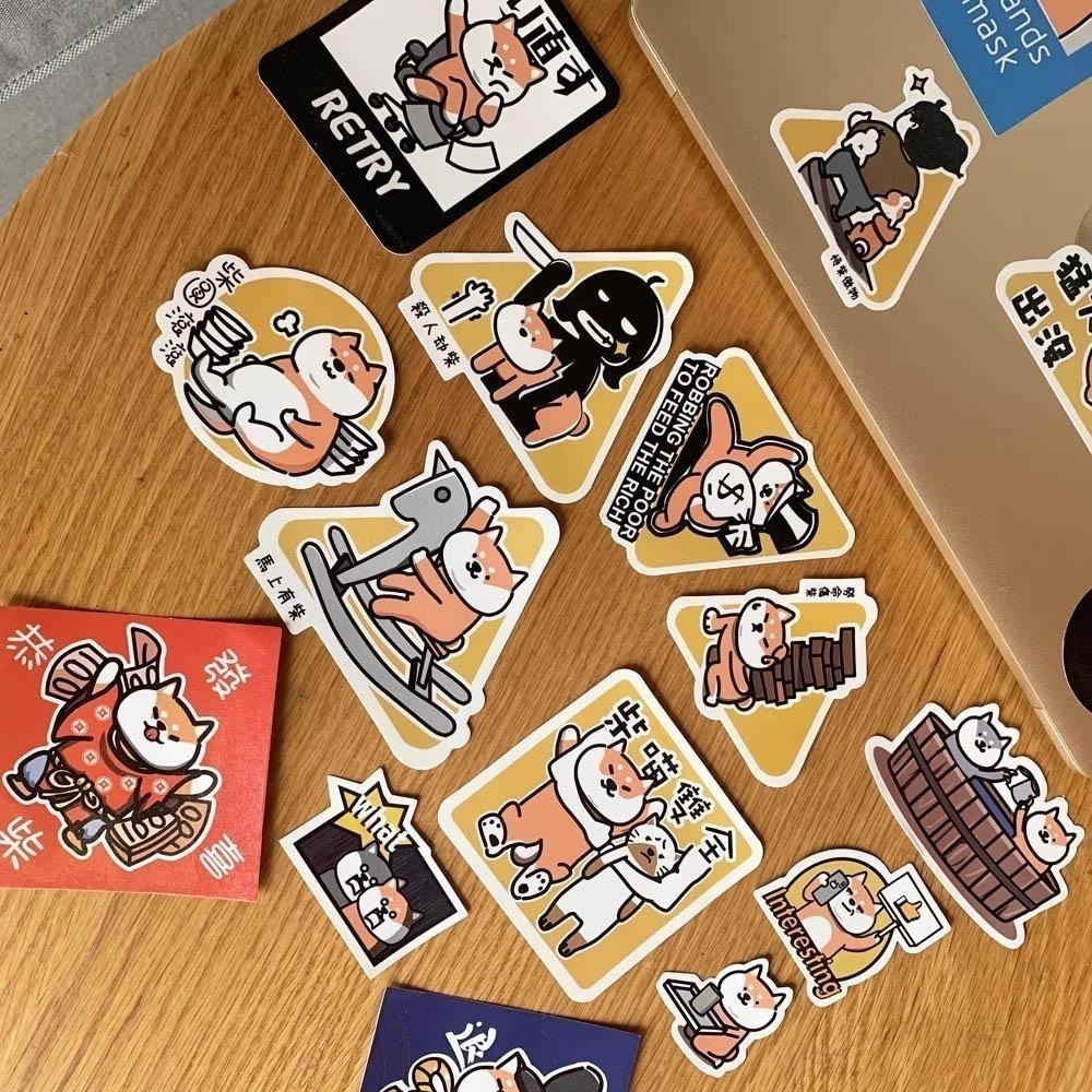 野財財⭐ 柴犬警示標語貼紙 防水無痕膠｜搞笑柴犬貼紙 防水貼紙 柴犬貼紙 柴犬手帳貼紙 柴犬語錄貼 白木柴犬貼紙 柴犬貼-細節圖5