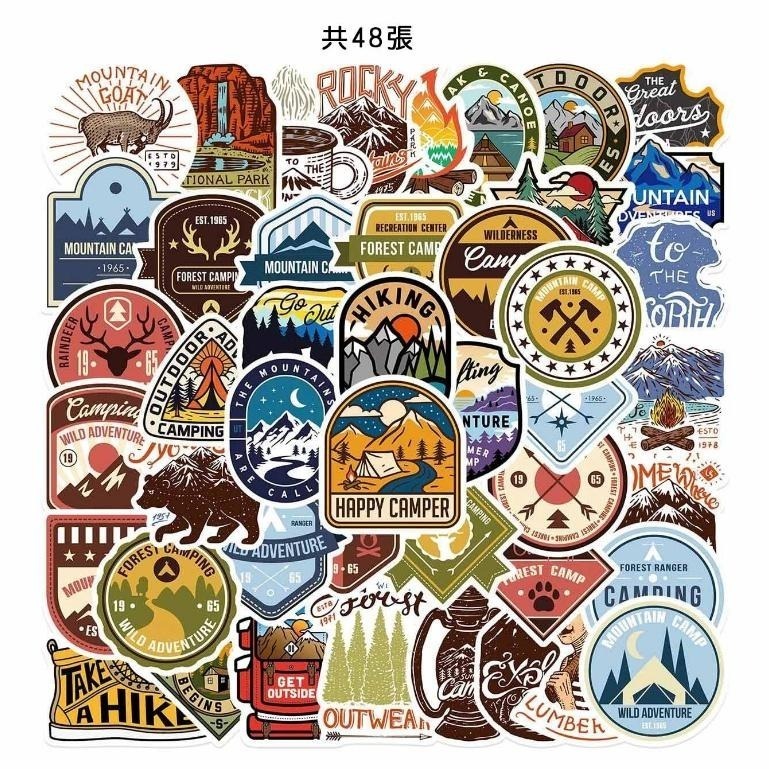 野財財⭐ 美式畫風 地標貼紙（8張/入）徽章貼紙 野營 露營貼紙 圖案貼紙-細節圖7