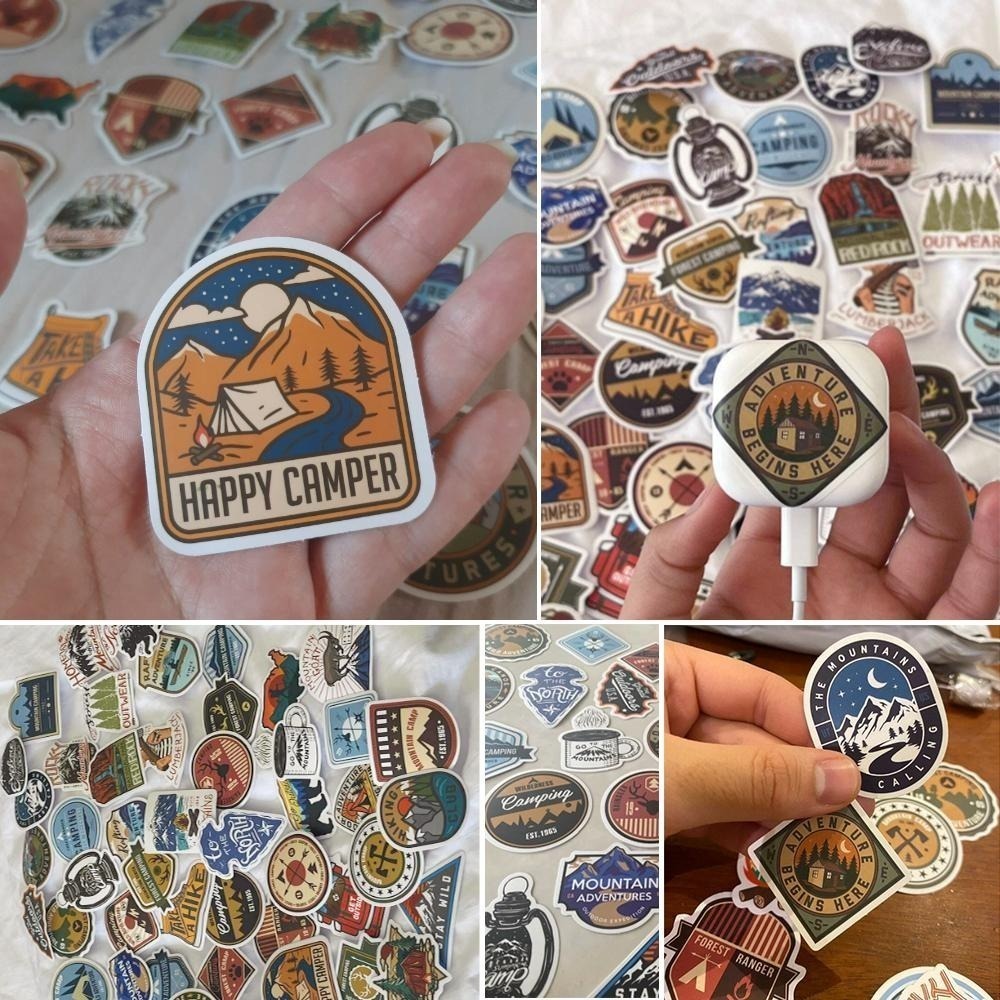 野財財⭐ 美式畫風 地標貼紙（8張/入）徽章貼紙 野營 露營貼紙 圖案貼紙-細節圖3