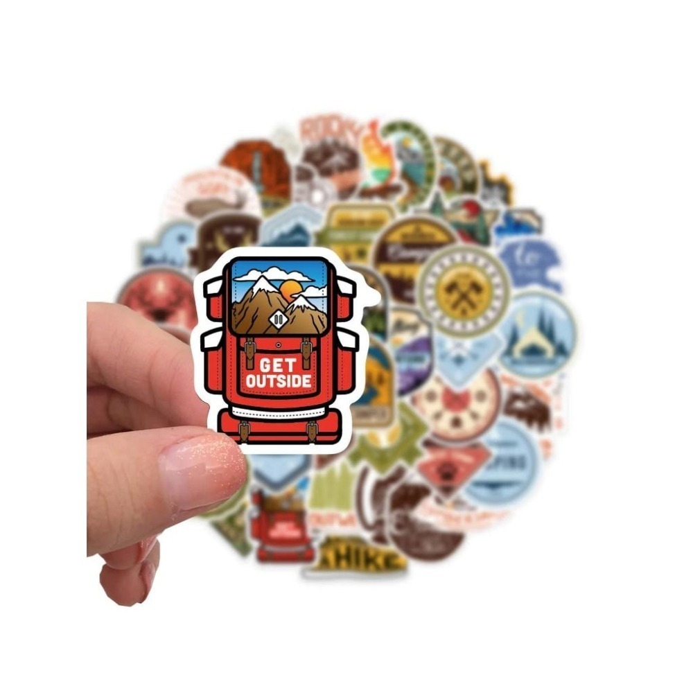 野財財⭐ 美式畫風 地標貼紙（8張/入）徽章貼紙 野營 露營貼紙 圖案貼紙-細節圖4