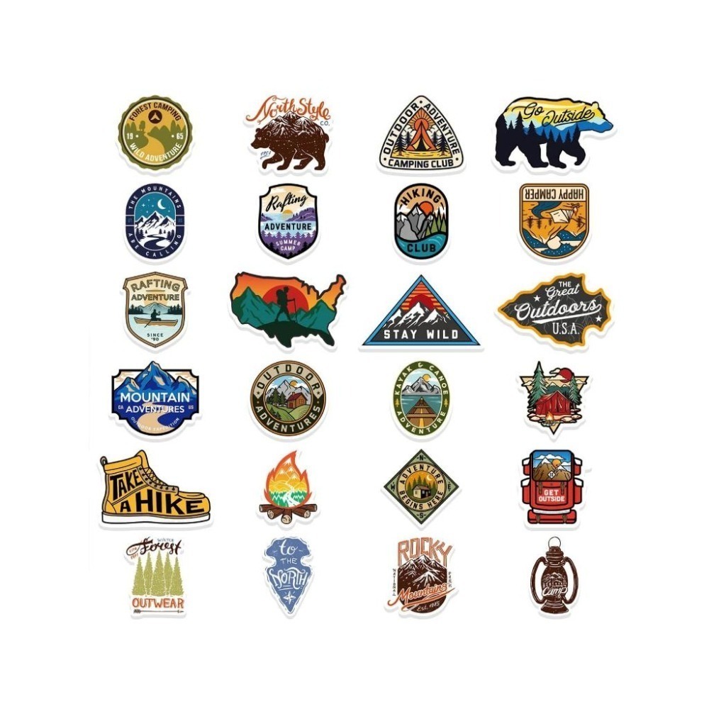 野財財⭐ 美式畫風 地標貼紙（8張/入）徽章貼紙 野營 露營貼紙 圖案貼紙-細節圖6