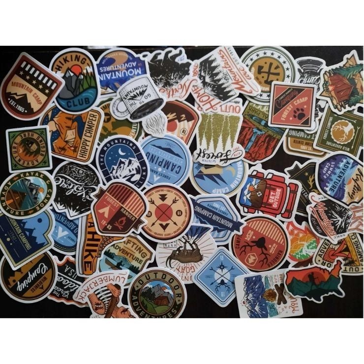 野財財⭐ 美式畫風 地標貼紙（8張/入）徽章貼紙 野營 露營貼紙 圖案貼紙-細節圖8