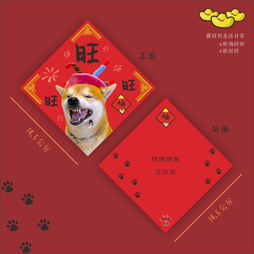 柴犬斗方春聯｜旺旺旺 可愛柴犬呼哩旺 發財春聯 寵物春聯 可愛柴犬佈置 真柴犬 搞笑柴 野財財-細節圖2