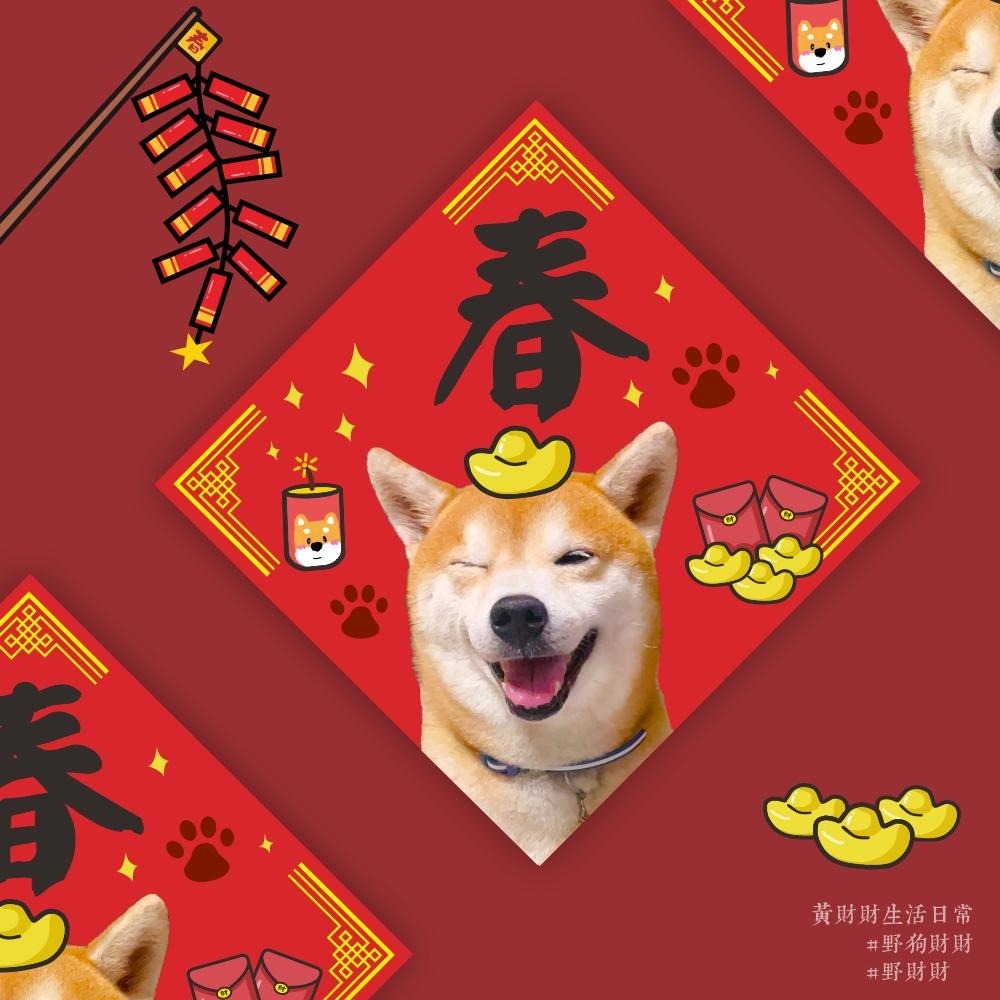 野財財⭐ 雙面都有圖案柴犬春聯｜春字春聯可愛柴犬啾咪你寵物春聯- 【野財財】貼紙海報卡片春聯設計｜雜貨｜柴犬財財-