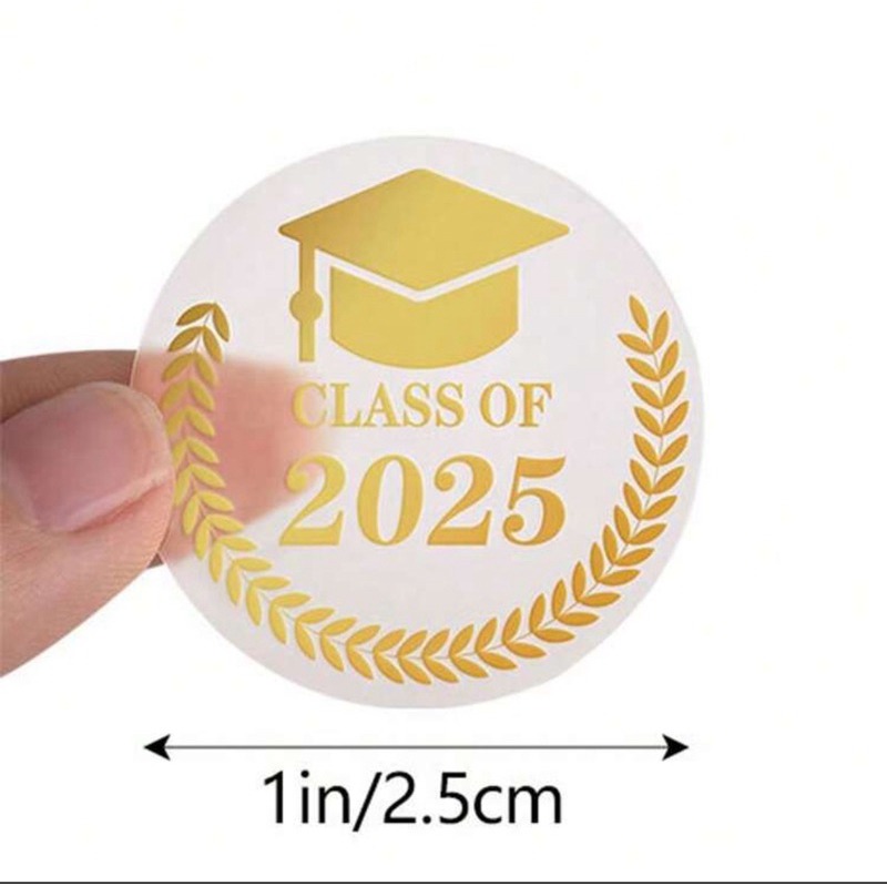 野財財⭐ 2025 畢業燙金防水圓貼 2.5公分（20張/入）畢業貼紙 畢業圓貼 畢業禮物貼紙 畢業透明貼 燙金貼紙-細節圖3