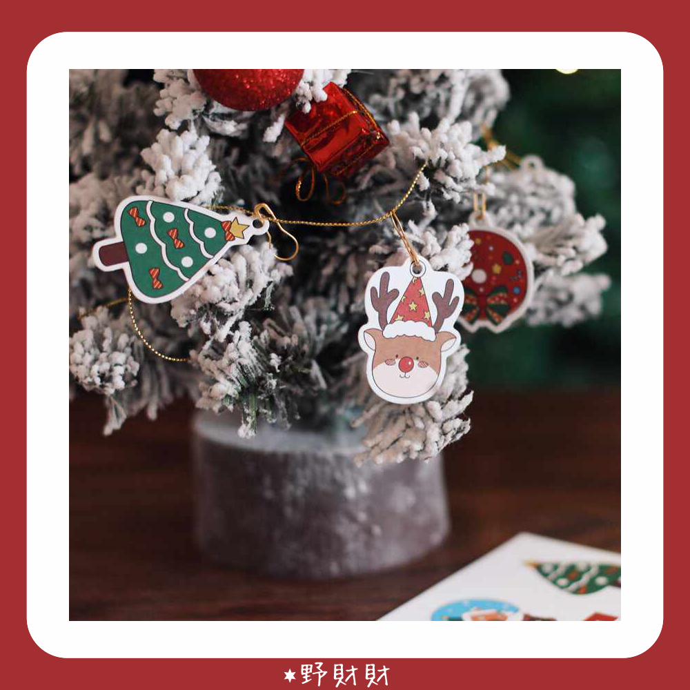 野財財⭐ 聖誕節吊牌卡（6款有36個） 聖誕裝飾吊卡 聖誕紙卡 聖誕樹掛飾 聖誕裝飾 聖誕吊卡 派對吊牌卡 包裝吊牌卡-細節圖3