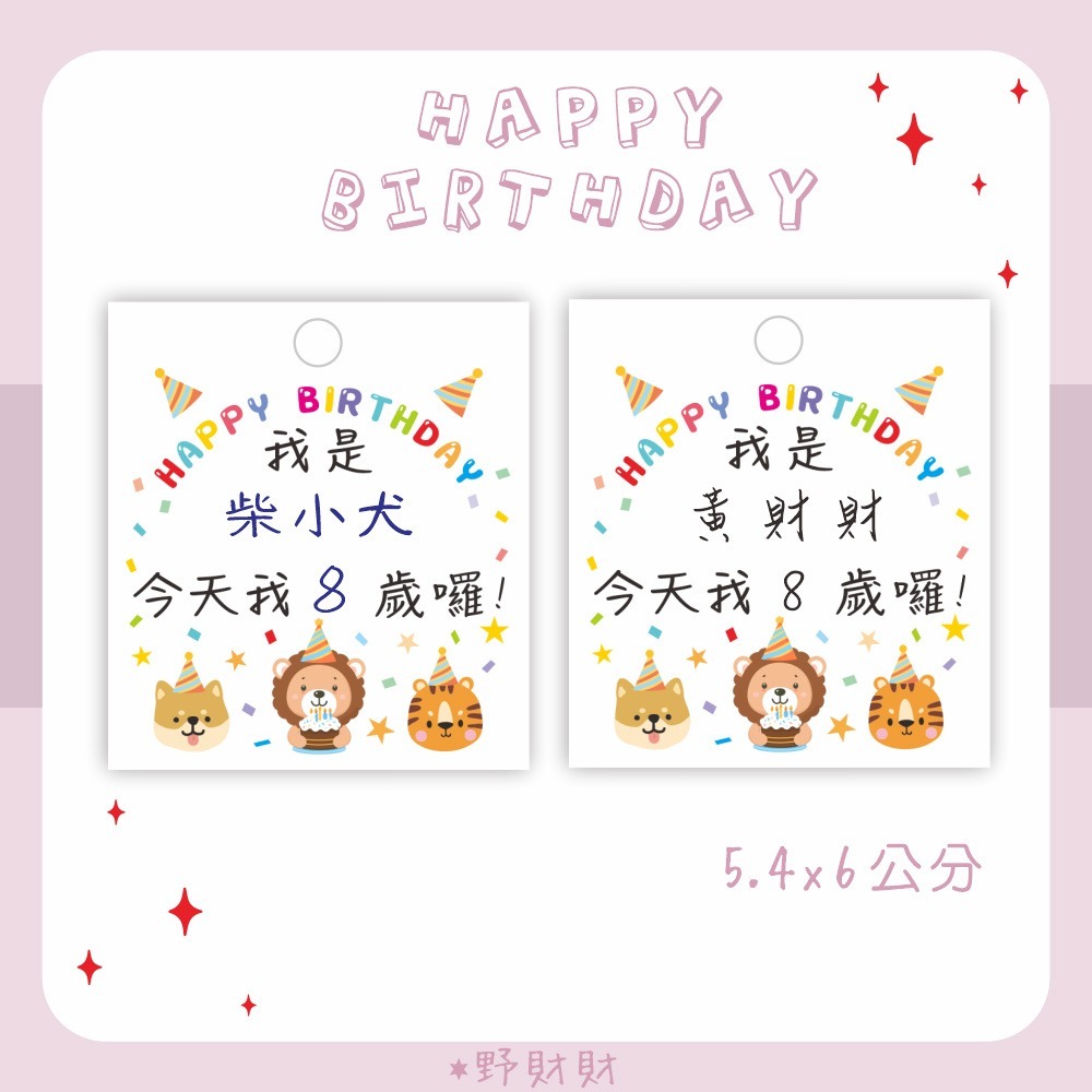 野財財⭐ 生日慶生分享吊牌卡（12張）分享生日禮物吊牌卡 禮物吊卡 生日吊卡 幼稚園 小學 週歲生日 禮物贈送吊卡-細節圖2