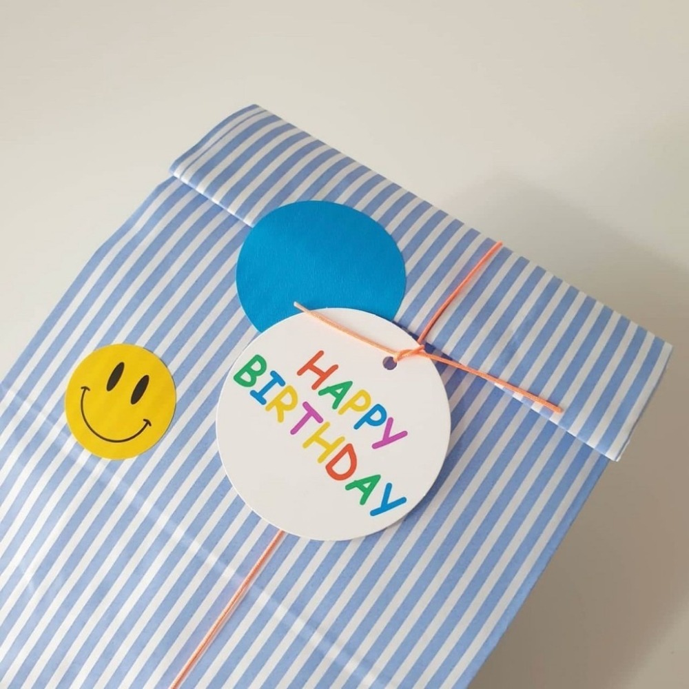 野財財⭐ 生日快樂圓形吊牌卡（16張）5cm｜慶生吊卡 禮物吊卡 禮物吊牌 生日吊牌卡 幼稚園 小學 週歲生日牌 幼兒園-細節圖3