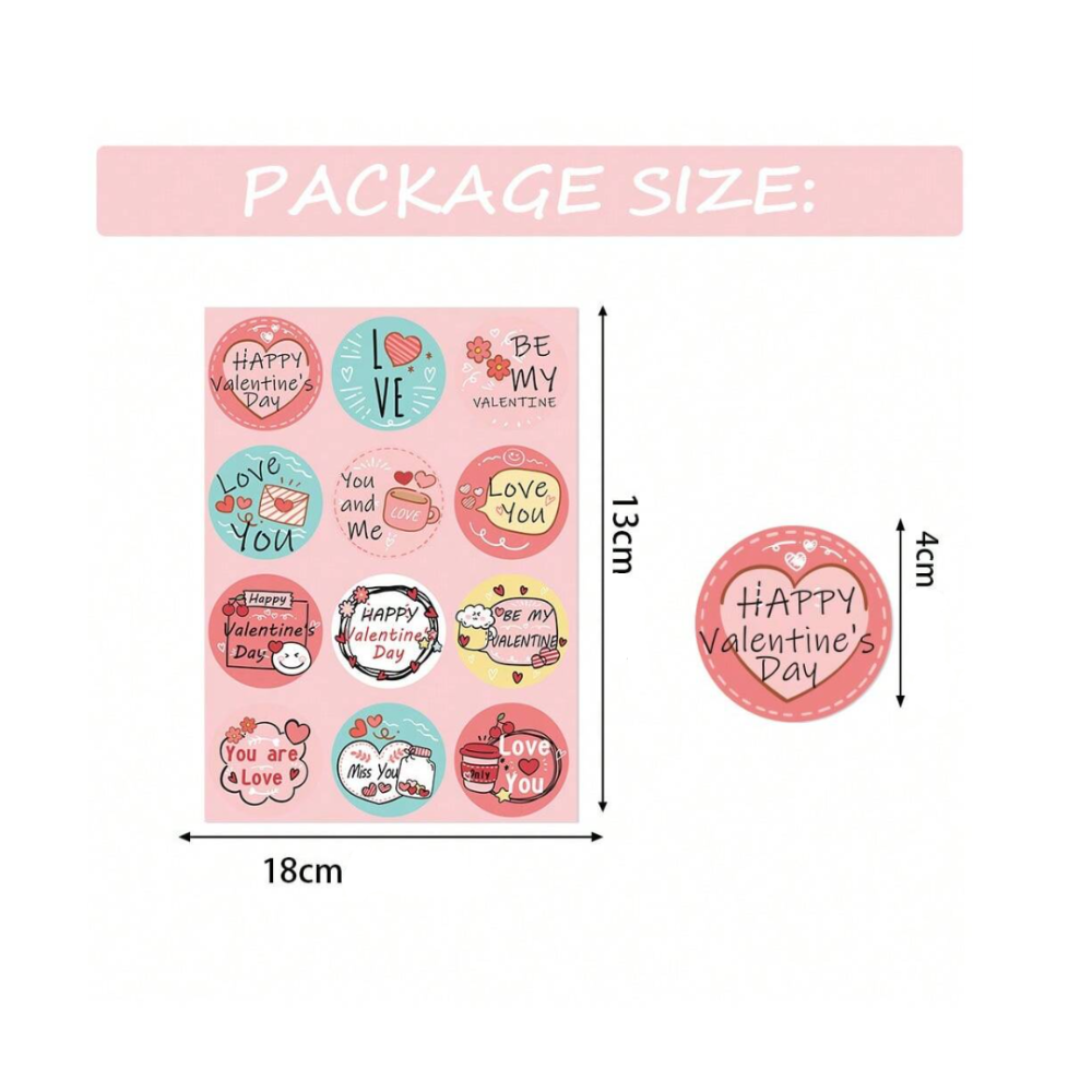 野財財⭐情人節專屬 情人英文情話圓形貼紙（12款/張）情人節貼紙 禮品包裝生日貼紙 告白禮物貼紙 送禮情人貼紙 粉紅貼紙-細節圖2