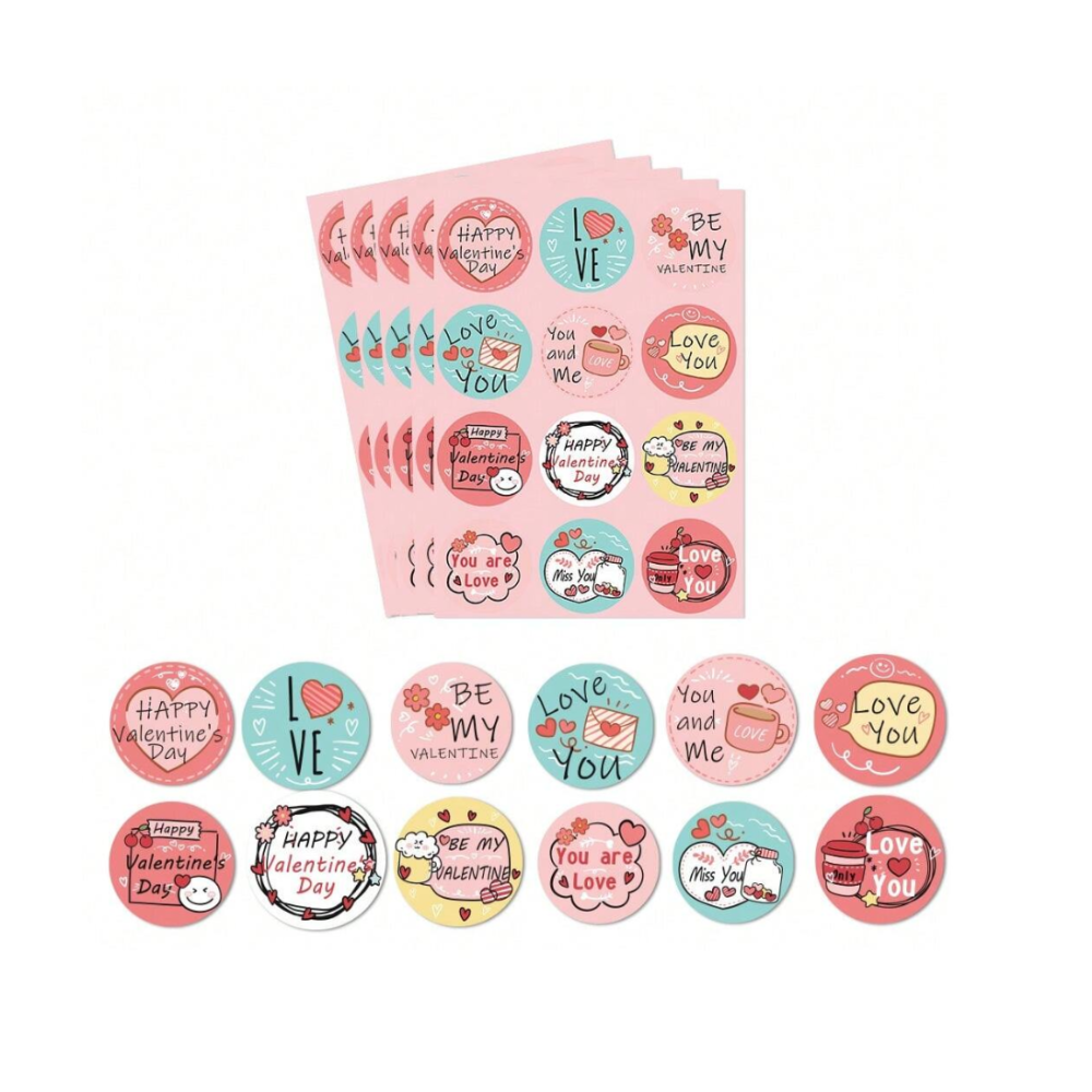 野財財⭐情人節專屬 情人英文情話圓形貼紙（12款/張）情人節貼紙 禮品包裝生日貼紙 告白禮物貼紙 送禮情人貼紙 粉紅貼紙-細節圖3