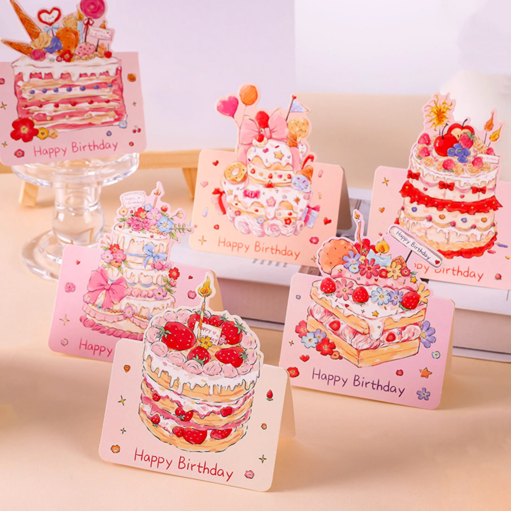 野財財⭐ 對摺卡片 許下心願❤️ 生日蛋糕 卡片9.5cm｜對折卡片 生日卡 萬用小卡 萬用卡片 許願生日卡 對折生日卡-細節圖2