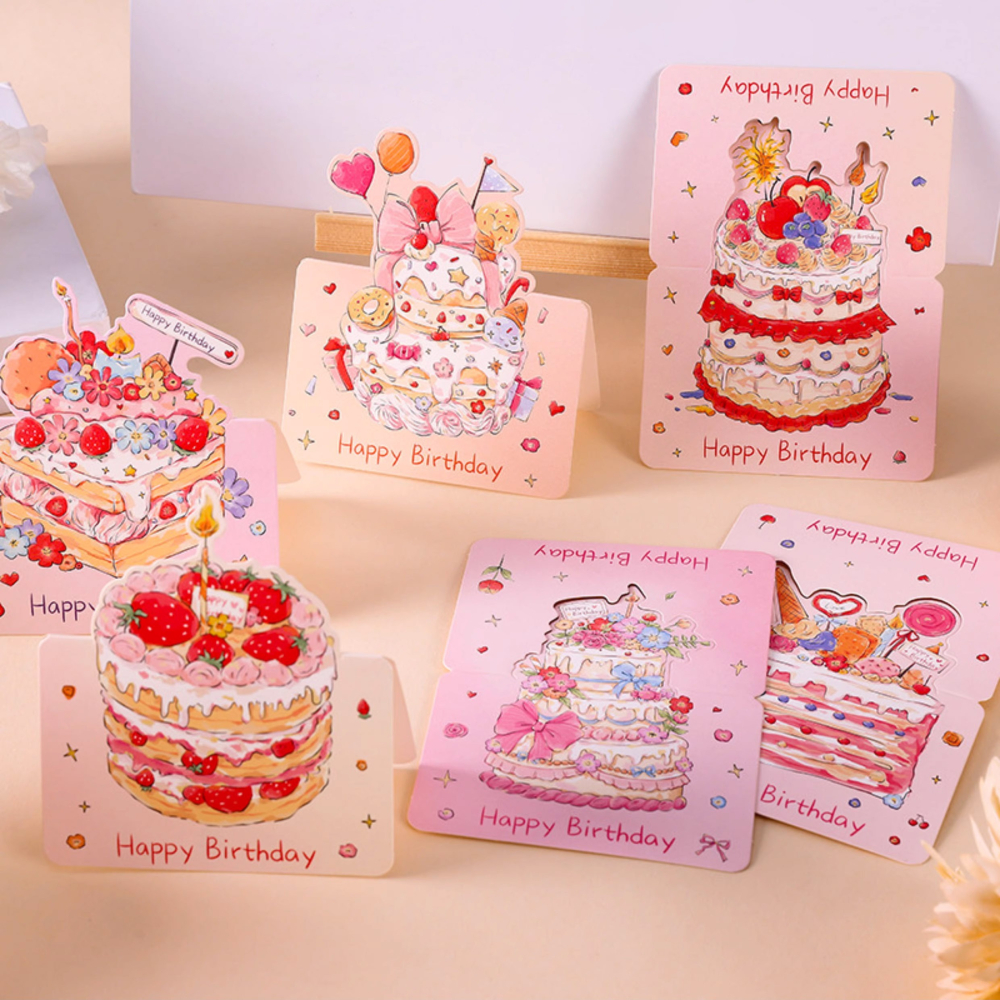 野財財⭐ 對摺卡片 許下心願❤️ 生日蛋糕 卡片9.5cm｜對折卡片 生日卡 萬用小卡 萬用卡片 許願生日卡 對折生日卡-細節圖3