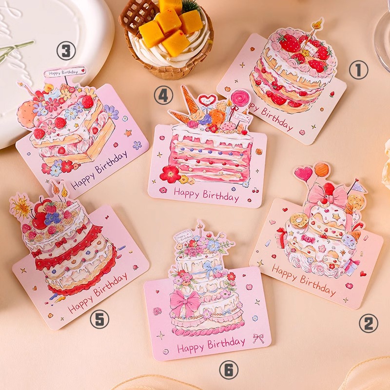 野財財⭐ 對摺卡片 許下心願❤️ 生日蛋糕 卡片9.5cm｜對折卡片 生日卡 萬用小卡 萬用卡片 許願生日卡 對折生日卡-細節圖4