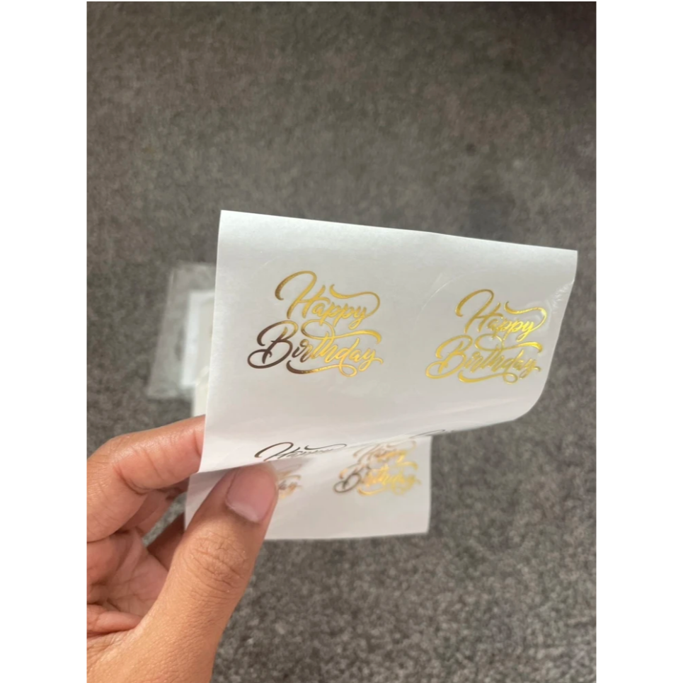 野財財⭐ 生日快樂 燙金防水圓貼 4公分（6張/入）透明貼紙 燙金貼紙 生日快樂貼紙 慶生貼紙 慶祝貼紙 禮物貼紙 生日-細節圖3